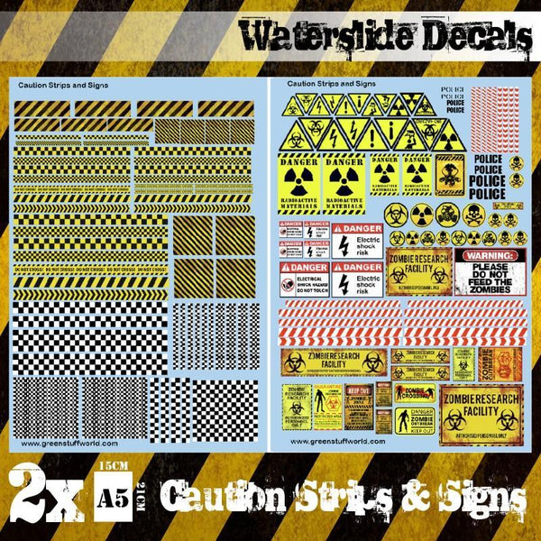 Waterslide Decal Sheets - Caution Strips - Gap Games