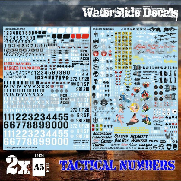 Waterslide Decal sheets - Tactical Number - Gap Games