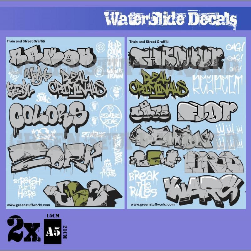 GREEN STUFF WORLD Waterslide Decals - Train and Graffiti Mix - Silver ...