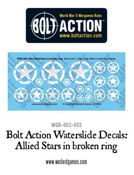 Bolt Action: Allied Stars in broken ring decal sheet