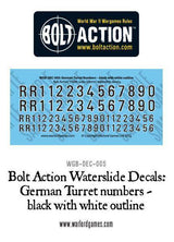 Bolt Action: German Turret numbers - black with white outline decal sheet