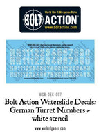 Bolt Action German Turret Numbers - white stencil decal sheet