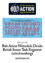 Bolt Action: British Senior Tank Regiment tactical markings decal sheet