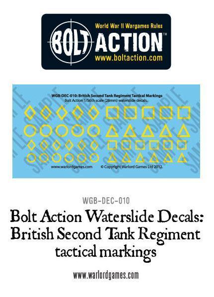 Bolt Action: British Second Tank Regiment tactical markings decal sheet