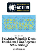 Bolt Action: British Second Tank Regiment tactical markings decal sheet