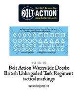 Bolt Action: British Unbrigaded Tank Regiment tactical markings - white decal sheet