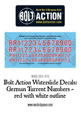 Bolt Action: German Turret numbers - red with white outline decal sheet