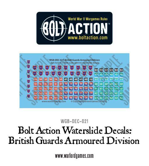 Bolt Action British Guards Armoured Division decal sheet