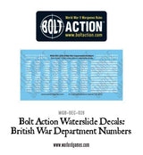 Bolt Action: British War Department numbers decals