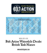 Bolt Action British Tank names decals