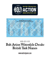 Bolt Action British Tank names decals