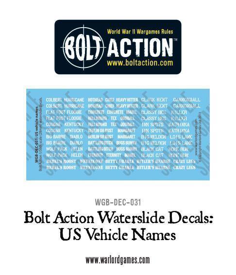 Bolt Action US vehicle names decals