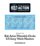 Bolt Action: US vehicle numbers decals