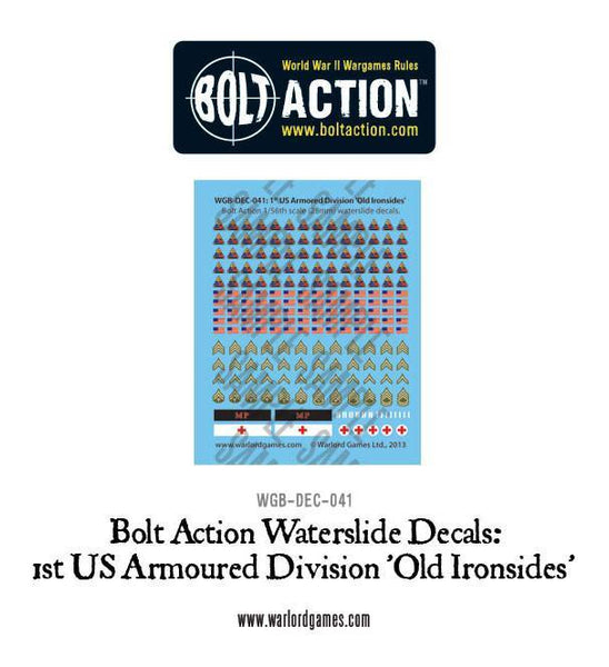 Bolt Action 1st US Armoured Division 'Old Ironsides' decals
