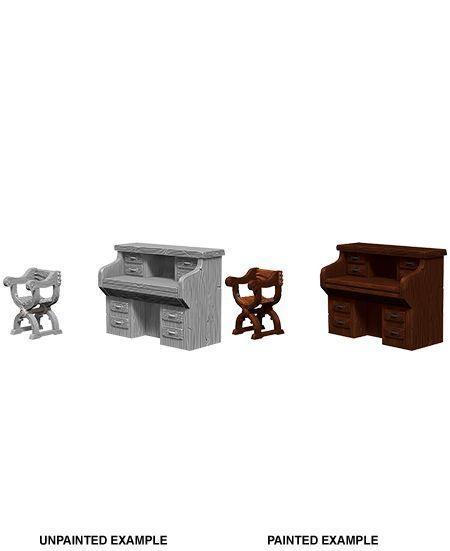 WizKids Deep Cuts Unpainted Miniatures Desk & Chair - Gap Games