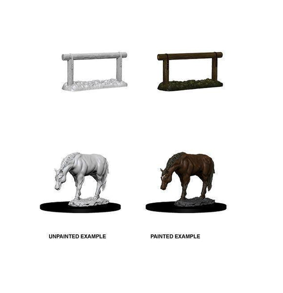 WizKids Deep Cuts Unpainted Miniatures Horse & Hitch - Gap Games