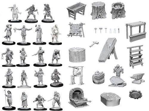 WizKids Deep Cuts Unpainted Miniatures - Townspeople Accessories - Gap Games